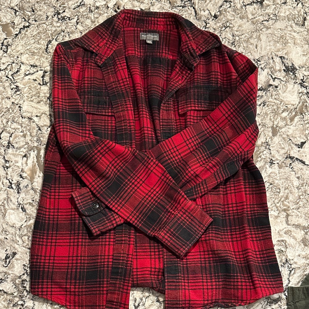 L.L. Bean Signature Red and Black Checkered Shirt